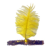 Burlesque Flapper Headband - Yellow Feather With Gold Stone