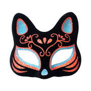 Velvety Cat Masquerade Mask with Orange Markings
