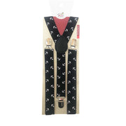 Suspenders - Black with White Anchors