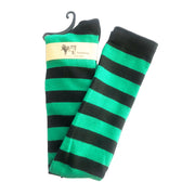 Black And Green Striped Long Socks