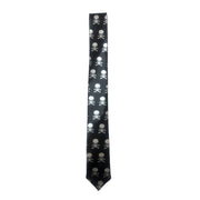 Decorative Halloween Skull Necktie - Black With White Skulls