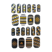 Gold And Silver Design Nail Stickers - Hounds Tooth And Hearts