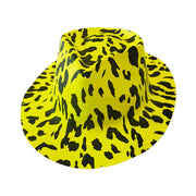 Plastic Fedora Style Hat - Yellow With Black Animal Print