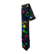 Black Music Necktie With Multi Colour Notes