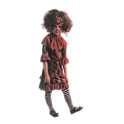 Girls Creepy Clown Halloween Fancy Dress Costume