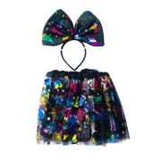 Childrens Multi Colour Halloween Tutu And Bow Set Ages 3-7