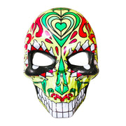 Day Of The Dead Full Face Plastic Masquerade Mask - Green Heart