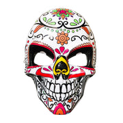 Day Of The Dead Full Face Plastic Masquerade Mask - Orange Flower