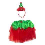 Girls Elf Tutu Set With Christmas Tree Aliceband