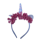 Unicorn Alice Band Pink With Flowers