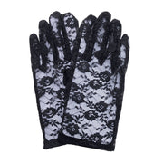 Ladies Short Gloves - Black Lace 20cm