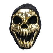 Scary Ghoul With Black Hood Halloween Mask - Gold