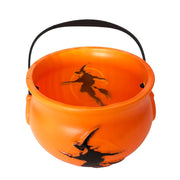 Halloween Trick Or Treat Bucket - Orange With Flying Witch