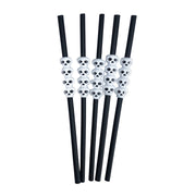 Halloween Straws With White Skulls - Pack Of 6