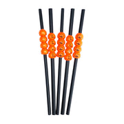 Halloween Straws With Orange Pumpkins - Pack Of 6