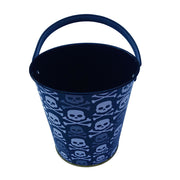 Metal Halloween Trick Or Treat Bucket - White Skulls