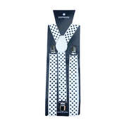 Adult Suspenders - White With Small Black Polka Dots