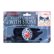 Vampire Velvet Choker With Red Stone