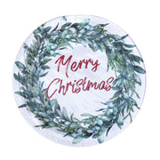 Christmas Paper Plates - Merry Christmas Wreath - Pack Of 10