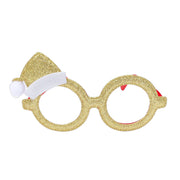 Xmas Fancy Dress Glasses - Gold With A Hat