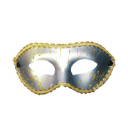Venetian Masquerade Mask With Gold Trim - Silver