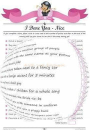 Bachelorette DIY Party Game - I Dare You (Nice)