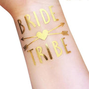 Bride Tribe Temporary Tattoo - Metallic Gold with Arrow and Heart
