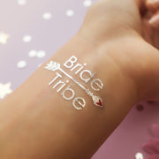 Bride Tribe Temporary Tattoo - Metallic Silver with Arrow - 2 pack